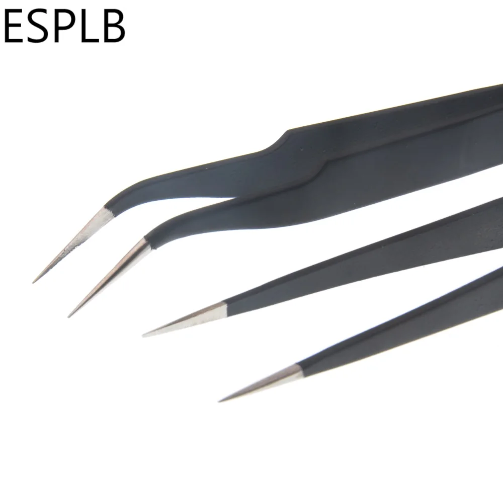 ESD 11/15 Anti Static ESD Stainless Steel Precision Tweezers Straight Curved Tip Tweezers For Electronics precision tweezers esd anti static tweezers tweezer tool