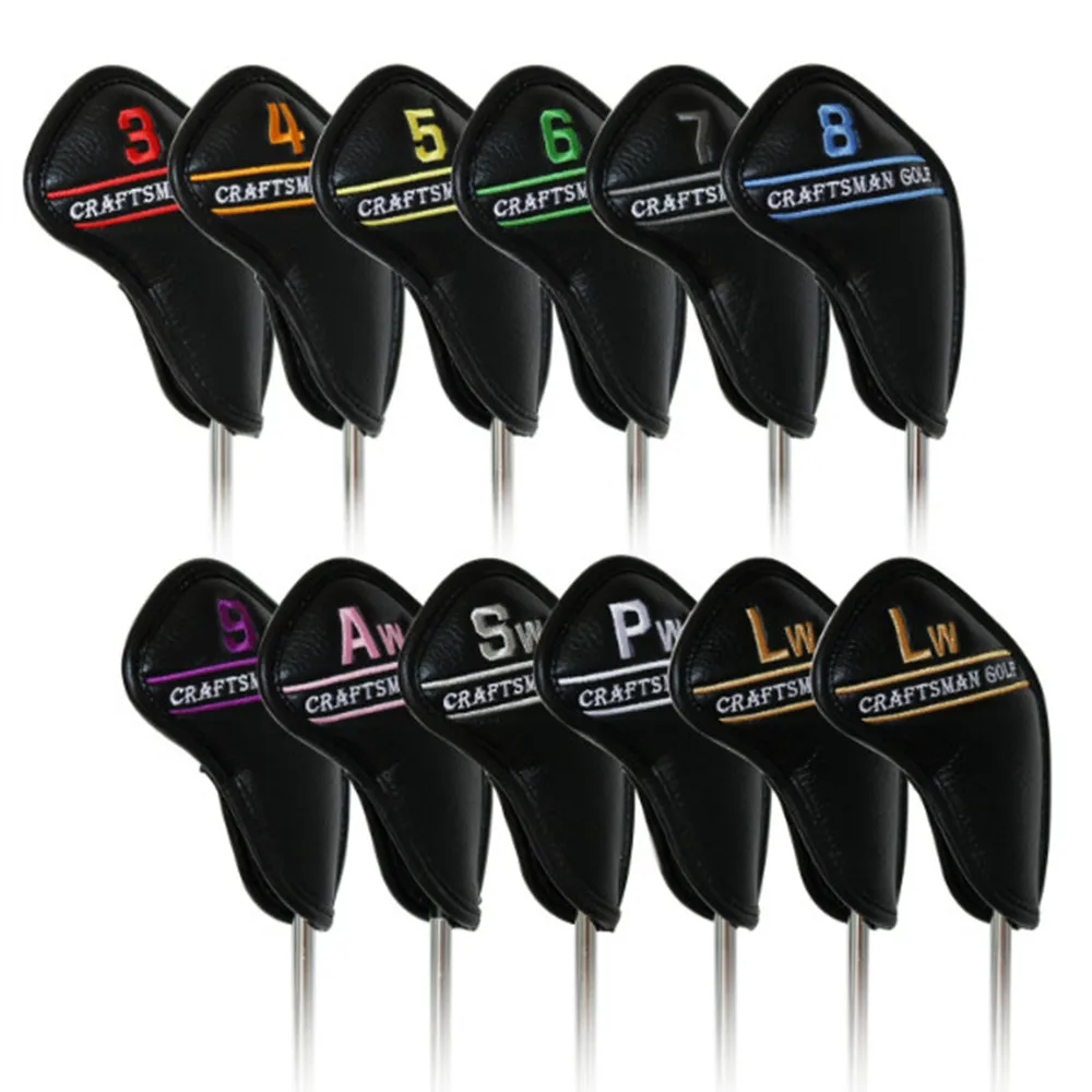 جديد وصول شحن مجاني حرفي 12 قطعة جديد سميكة بو الجلود الاصطناعية متعددة اللون جولف الحديد غطاء رأس غطاء الرأس