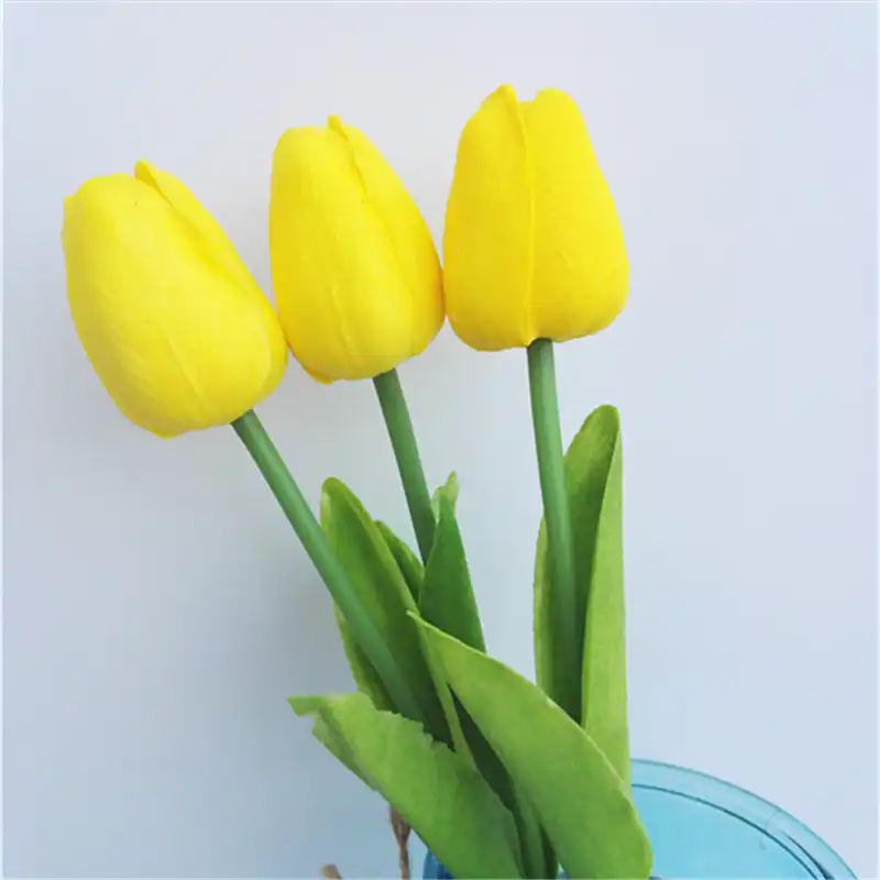 Yellow Tulip Bouquet Fashion Wedding Flowers Artificial Fake Bulbs