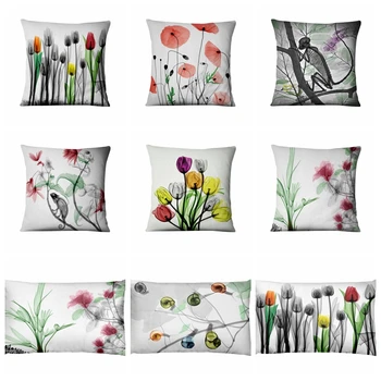 

Mordern Watercolor Art Floral Printed Cushion Decorative Pillow Home Pillow Decoration Sofa Throw Pillows Flower Pillows 45*45