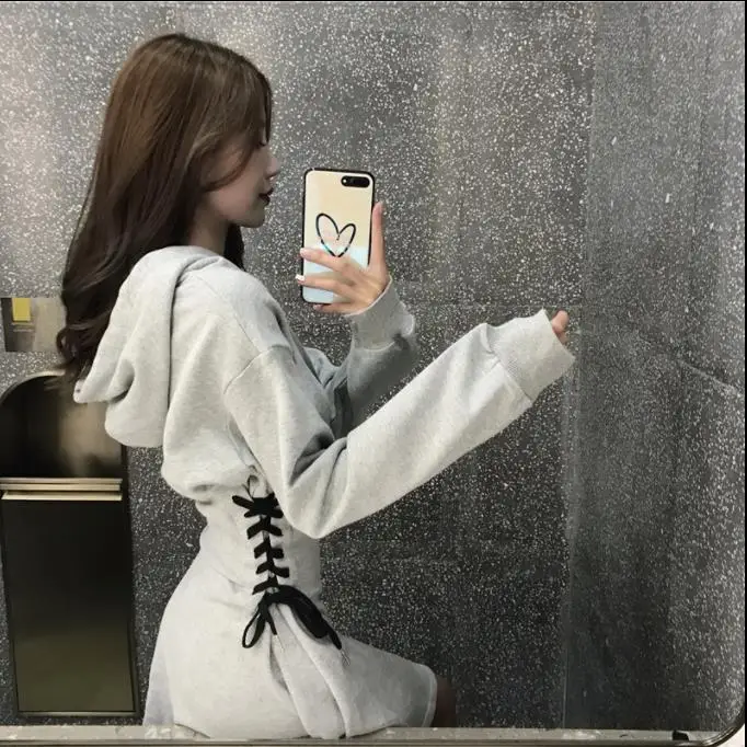 

2019 vestidos largos Hooded Dresses Women Sides Lacing Up Retro Dress ropa mujer DV25