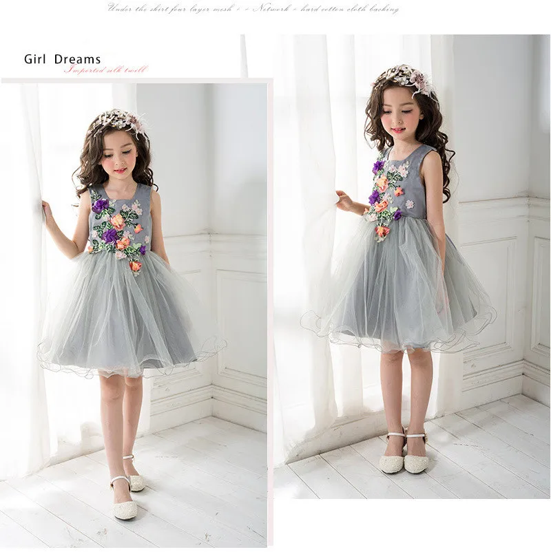Высококачественная брендовая одежда детей Платье с вышивкой для девочек принцессы Платья для женщин Наряд для дня рождения Платья для