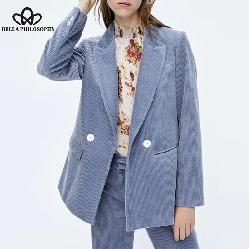 Wonder 2019 Spring Long Sleeve Corduroy Blazers Vintage Single Button Female Solid Blazers Casual Formal Lady Blazers Outwear