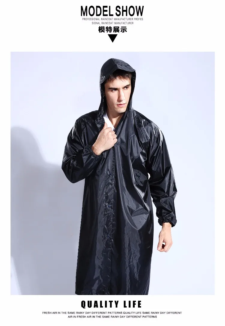 New Top Quality Polyester Trench Raincoat Men Long Walking Even cap Raincoat Fashion Outdoor Travel Raiincoat