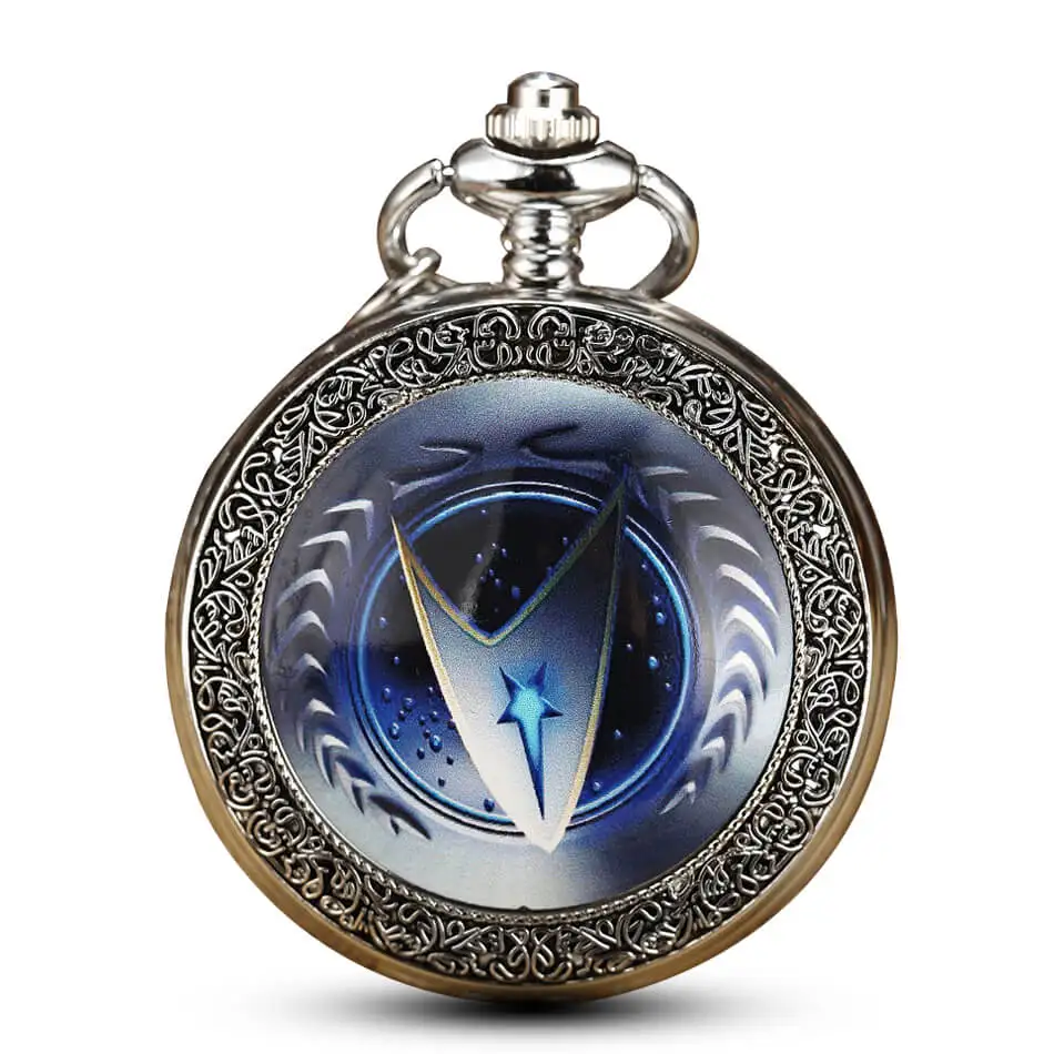 Винтаж Star Trek тема карманные часы цепи Цепочки и ожерелья Резьба кварцевые подвеской брелок часы стимпанк Для мужчин подарки часы relogio де bolso
