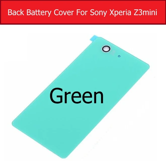 Задняя крышка батарейного отсека стеклянная крышка для sony Xperia z3 mini/Compact M55W D5803 D5833 Задняя стеклянная крышка чехол+ 1 пленка бесплатно - Цвет: Green