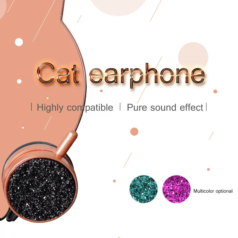Cute Cat ears headphones with mic headset For IPhone xiaomi Samsung Android Smartphone CP notebook Children headphone