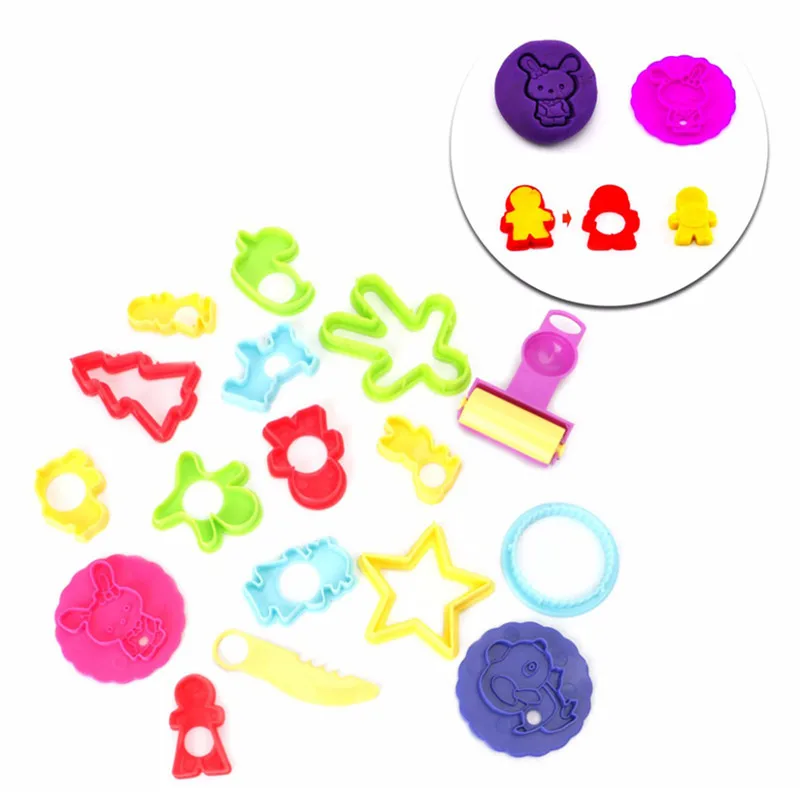 

Kids Plastic Plasticine Mould Tools DIY Children Kit Funny Dough Modeling Tool Clay Cutters Moulds Toy With Knife Roller Toys