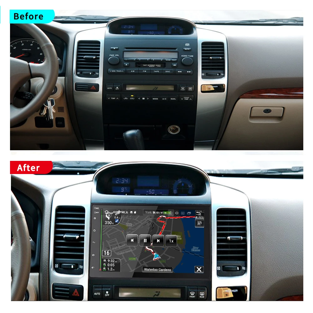 EKIY " ips 2 Din Android 9,0 Автомобильный мультимедийный плеер авторадио DVD для Toyota Prado 120 Land Cruiser gps навигация магнитофон