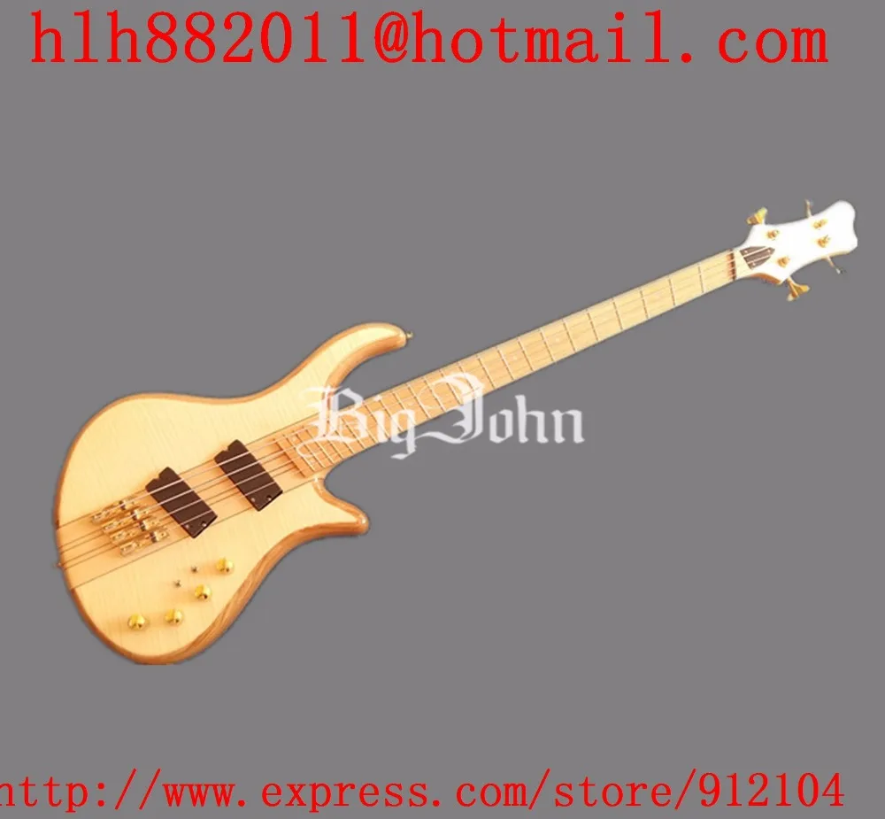 

free shipping new Big John 4 strings fanned electric bass guitar in natural with elm body and E pickup F-3414
