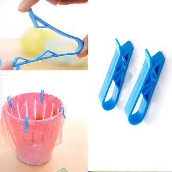

Nice 2pcs Practical Waste Basket Clamp Garbage Rubbish Bag Anti-Slip Fixation Clip 5.5*1.5cm Trash Clips Random