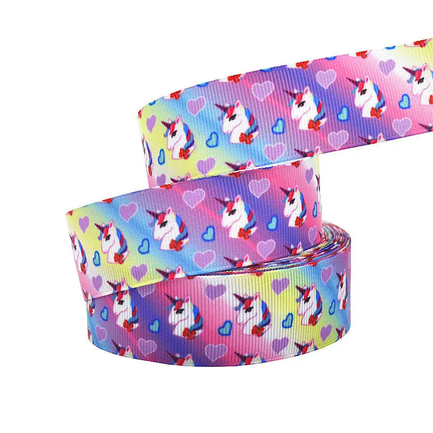 10Yard 25mm Unicorn Grosgrain Ribbon Printed Rainbow Star Ribbon For DIY Hairbows Accessory Gift Wrapping Wedding Party Decor - Цвет: B3R254