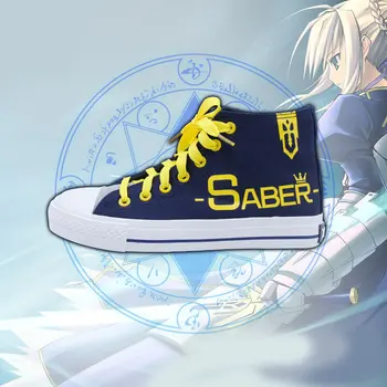 

New Fate stay night Shoes casual women men Japanese Anime man saber Arturia Pendragon Cosplay Canvas Shoes