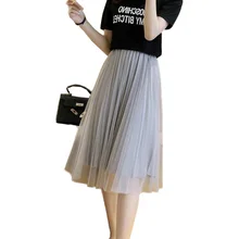 Длинная женская юбка из тюля новая весенне-летняя модная Корейская элегантная юбка с высокой талией трапециевидная плиссированная школьная женская Юбка-миди NW1494