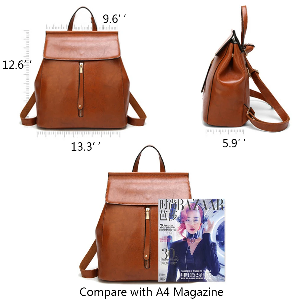 HERALD moda mujeres mochila de cuero de calidad de gran capacidad bolso de escuela para chica adolescente Vintage bolso mochila