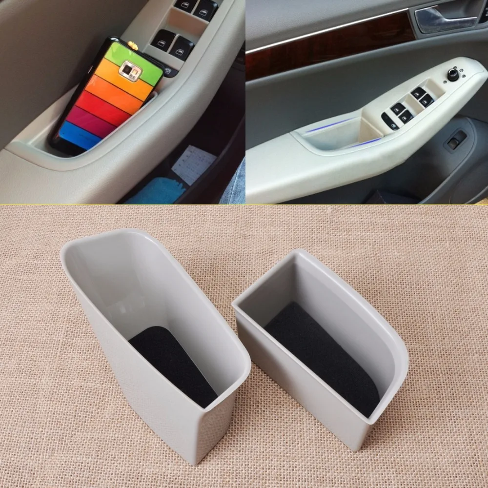 

Free Shipping 2Pcs Beige Front Door Container Armrest Storage Box Holder For Audi A4 A5 Q5 2009 2010 2011 2012 2013 2014 2015