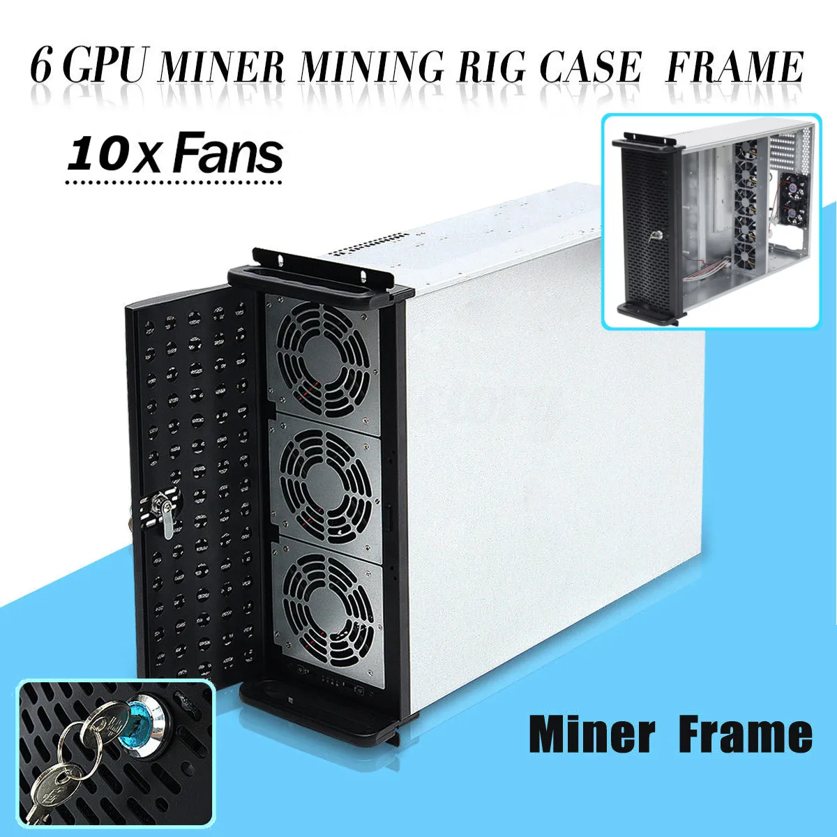 6 GPU 4U Rackmount Miner Mining Frame чехол для горного сервера с 10 вентиляторами Rsiers Frame Rig