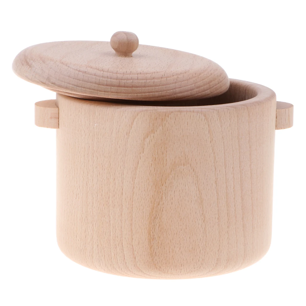 Kitchen Toy - Solid Beech Wooden Playset for Kid Girls Role Play Pretend Cooking Kid Educational Toy Props - Saucepan L
