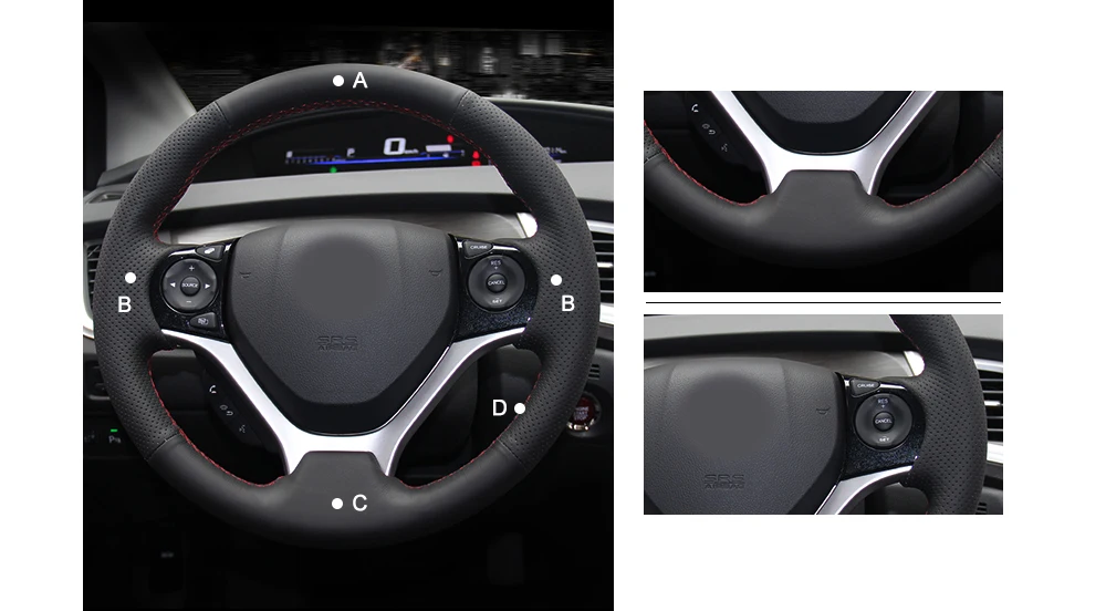 MEWANT черный искусственный кожаный чехол рулевого колеса автомобиля для Honda Civic 9 2012
