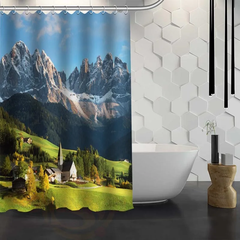 mountain scenery Shower Curtain Pattern Customized Shower Curtain