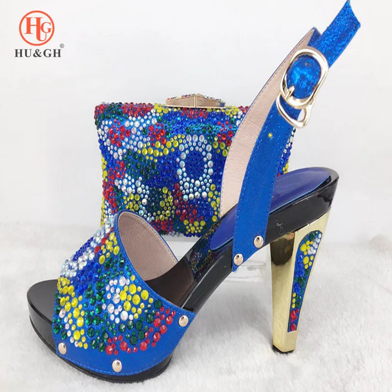 

African Shoe and Bag Set New 2018 Women Shoes and Bag Set In Italy Royalblue Color Italian Shoes with Matching Bag Set For Party