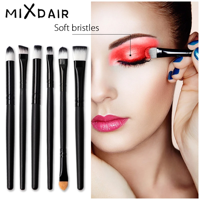 

MIXDAIR 6Pcs/Set Makeup Brushes Professional Eyeshadow Foundation Eyeliner Eyelash Lips Cosmetic Brush Kit Soft Synthetic Hair