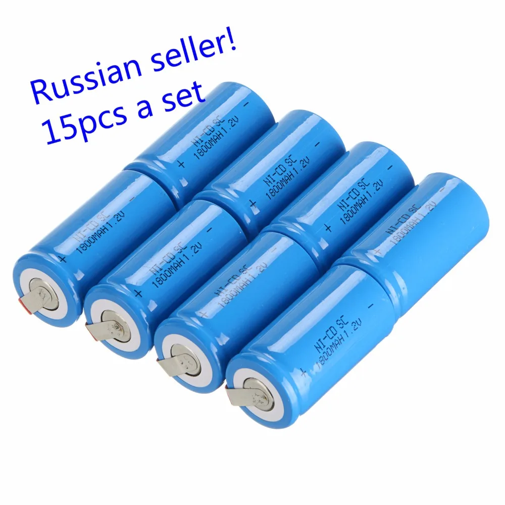 Российский продавец! 15 шт. sub c аккумулятор SC Ni-Cd аккумуляторная батарея 1800mh с tab-синий цвет