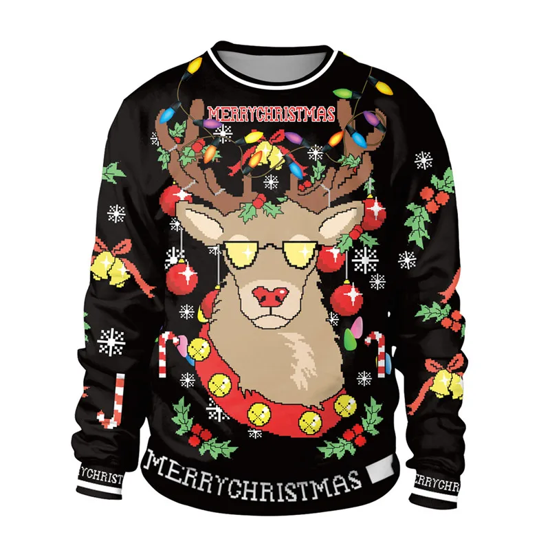 

Unisex Men Women Ugly Christmas Sweater Vacation Santa Elf Pullover Funny Womens Men Sweaters Tops Autumn Winter Clothing