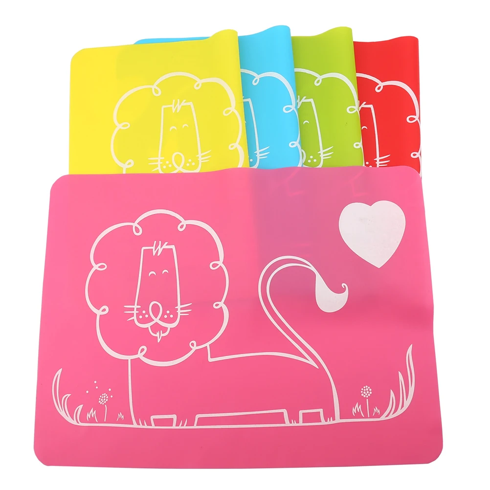 Детские Силиконовые салфетки, гибкие Нескользящие столовые приборы, настольные коврики с рисунком льва 40x30 см(случайный цвет