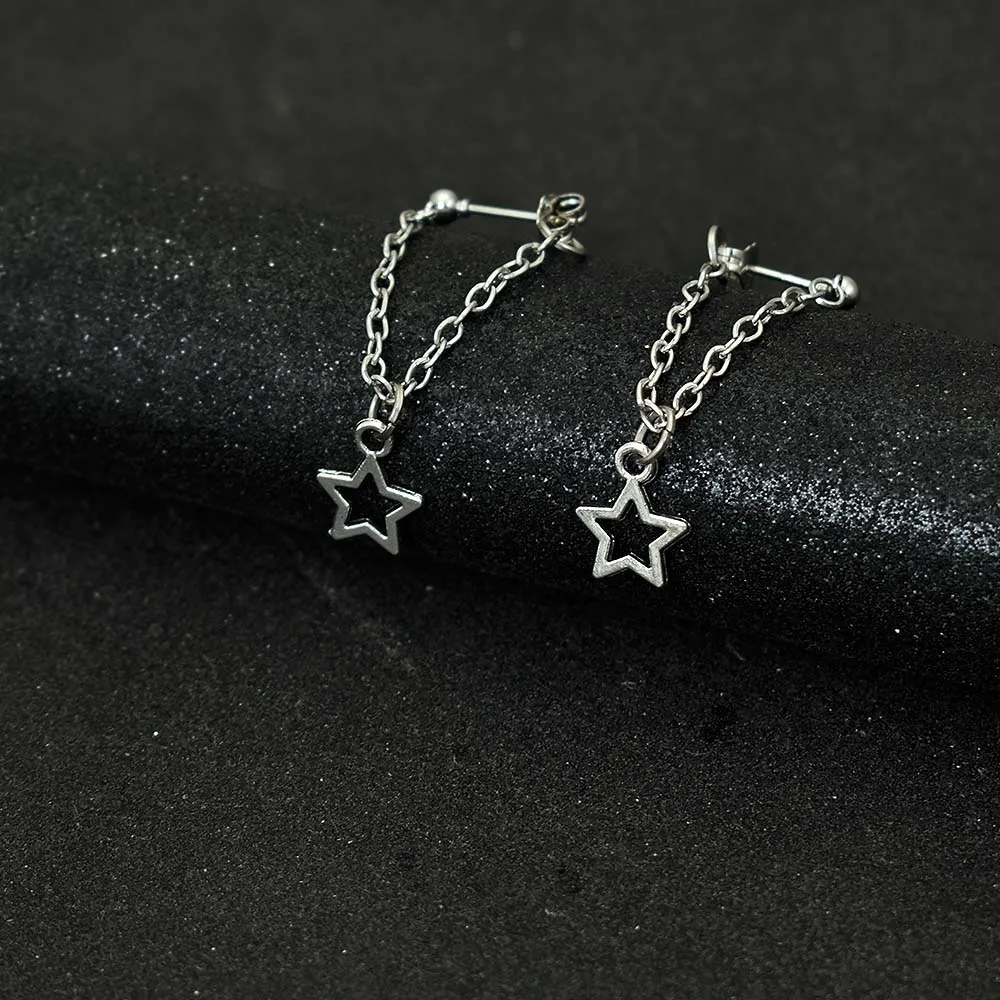 Chadestinty Simple Round Leaf Star Dangle Earrings For Women Tassel Chain Earring Personalized Ear Drops Jewelry Accessories