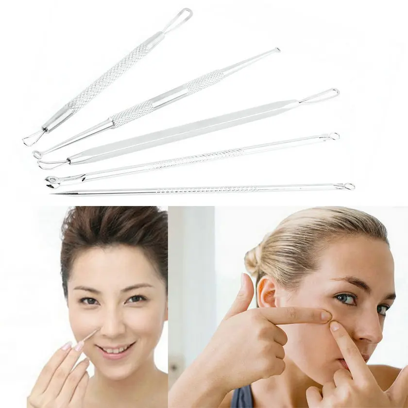 

High Quality 5Pcs/set Blackhead Pimple Blemish Comedone Acne Extractor Remover Tool Set Kit Beauty Hot