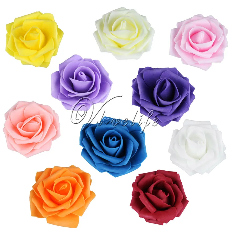 

100Pcs PE Foam Rose Flower Head 7CM Artificial Rose Flowers Bouquet Handmade Wedding Home Decoration Festive & Party scrapbook