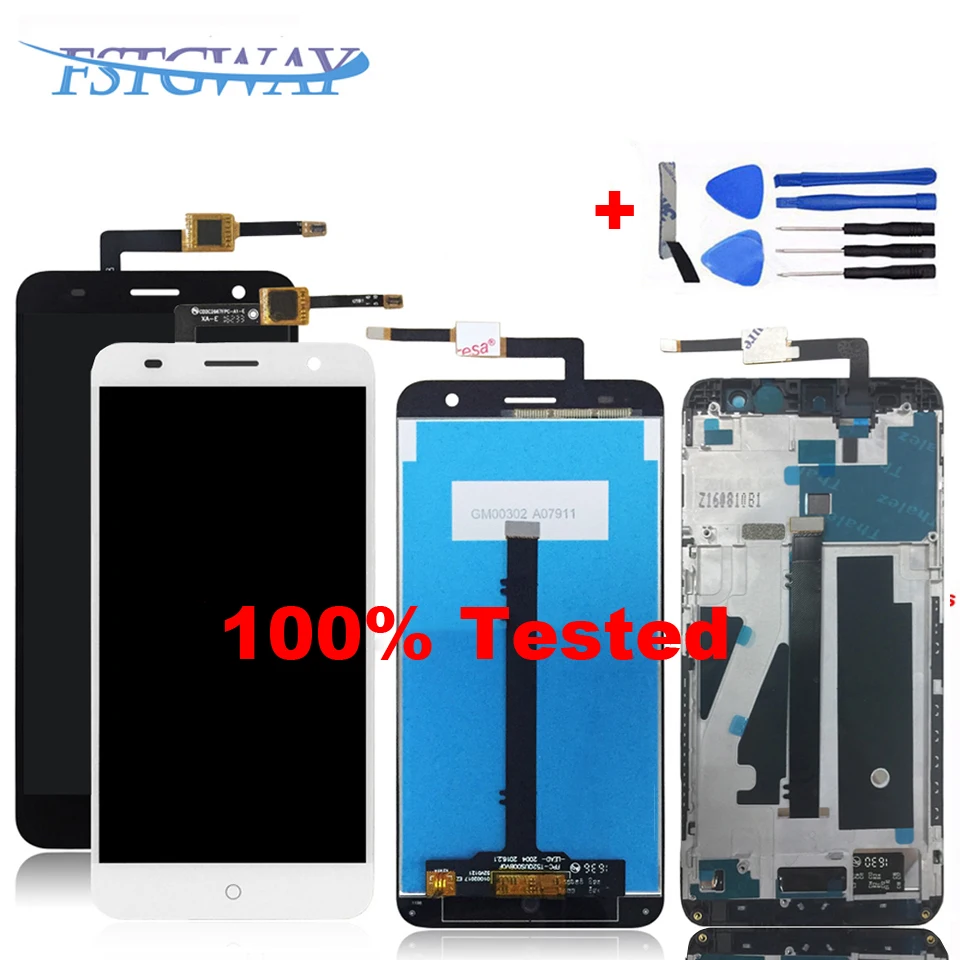 

Black/White For 5.2'' ZTE Blade V7 Touch screen Digitizer And LCD display Assembly With Frame For ZTE V7 Phone Accessory + Tools