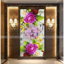 На заказ DIY алмазная живопись, коридор декор, пион бабочка, цветок, 5D, квадратная дрель Полная паста вышивка крестиком Подвесные часы