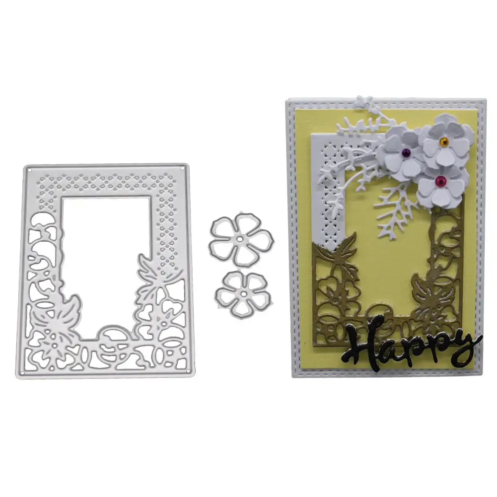 Flower Background Frame Metal Cutting Dies Stencils DIY