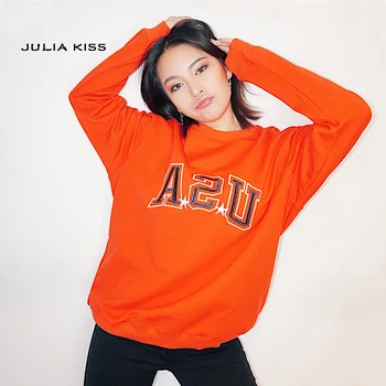 

Women Casual Crew Neck Letter Embroidery Sweatshirt Drop Shoulder Pullover