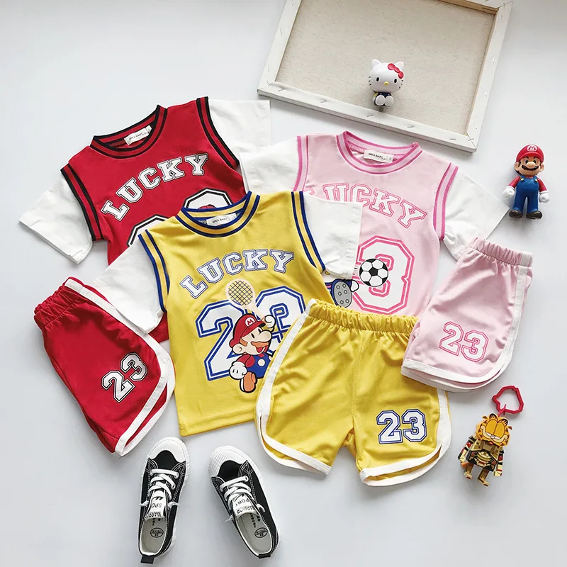 

New Kids'Suit 2019 High Quality All Cotton Short Sleeve T-shirt Short Skirt Suit for Summer babys