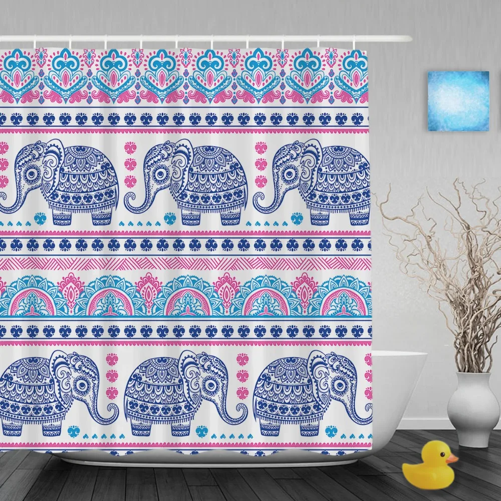 Beautiful Elephant Designed Shower Cutains Love Animals Theme Bathroom