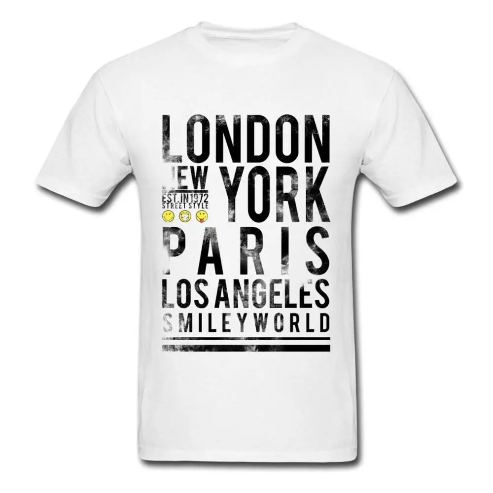 Hot Cheap'S Crew Neck Short Smiley World Cities London Ny Paris La Premium Mens Tee Shirts | Мужская одежда