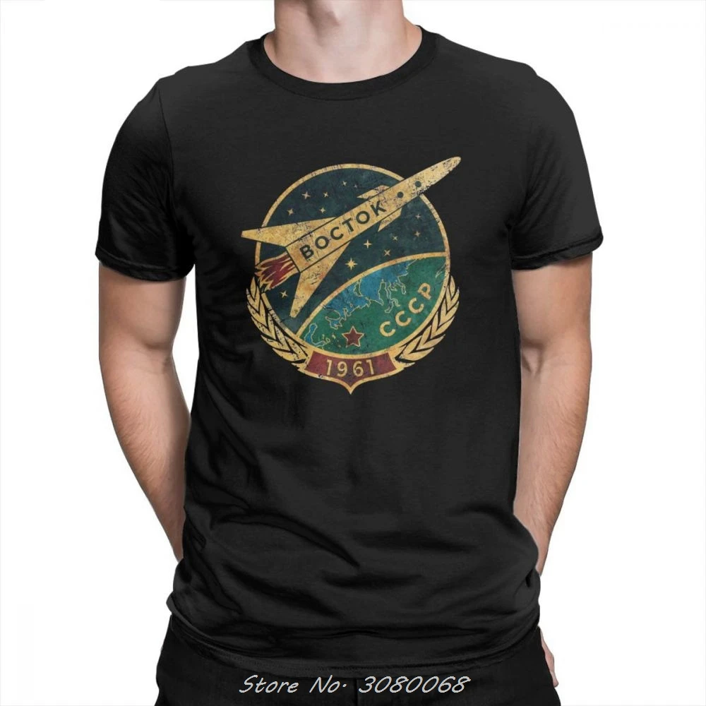 

Cccp T Shirts Soviet Vostok Russia Tee Shirt Yuri Gagarin T-shirts Short Sleeve Male O-neck Cotton Tops Streetwear