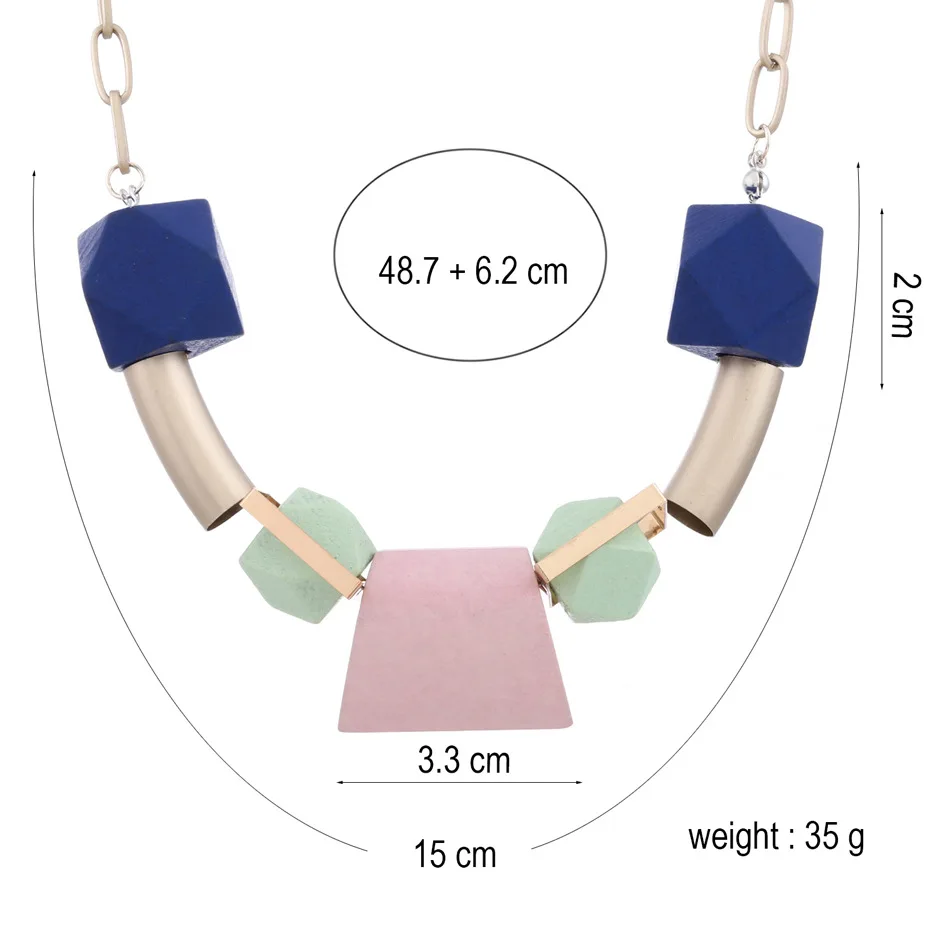 Винтажное этническое цветное ожерелье из деревянных бусин женское элегантное колье с большим именем геометрический модный неповторимый свитер с цепочкой
