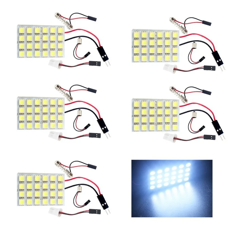 

10Pcs 5050 24SMD LED Car Panel Dome Reading Light Lamp with T10 BA9S Festoon Socket 12V LED Lamp