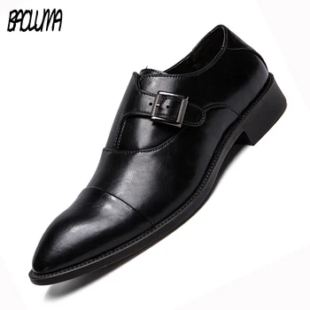 

2020 New Men's Dress Shoes Size 38-47 Black Classic Point Toe Oxfords For Men Fashion Mens Business Party Oxford Loafers Shoes