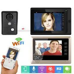 7 дюймов проводной WiFi IP видео-телефон двери Дверные звонки домофон Системы с 2 шт. ИК-HD 1000tvl камера с функцией записи