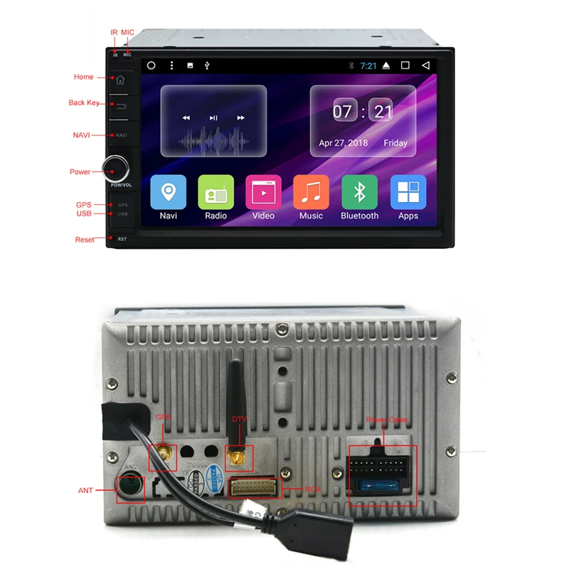Junsun 7 &quot2 DIN 2GB+32GB автомобильный DVD Android 7.1 Радио мультимедийный плеер 1024*600