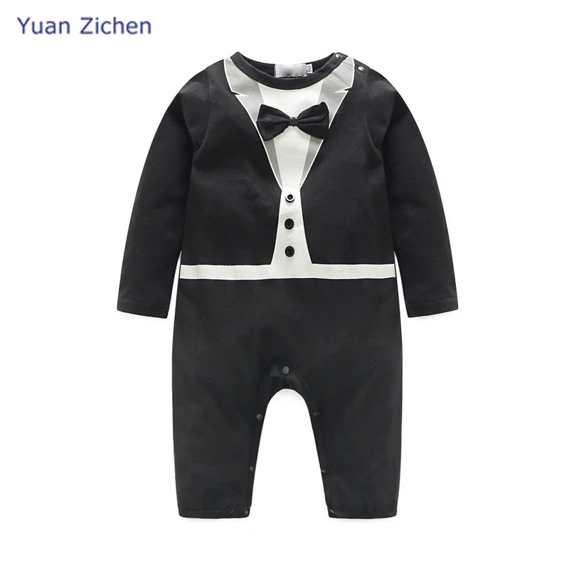 Baby Clothes Baby Boy Long Sleeve Gentleman Romper Clothes 2017 New Summer Cotton Solid Baby Boy Jumpsuit Clothing
