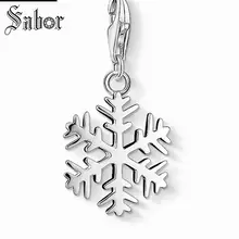 

thomas Snow Snowflake Charm Pendant,2019 Jewelry For Women Girls,womens Gift 925 Sterling Silver Fit Bracelet charms