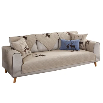 

Blue grey plaid cotton embroidered sofa coverNon-slip covers fundas de sofa sectional couch covers fundas de sofas FREE SHIPPING