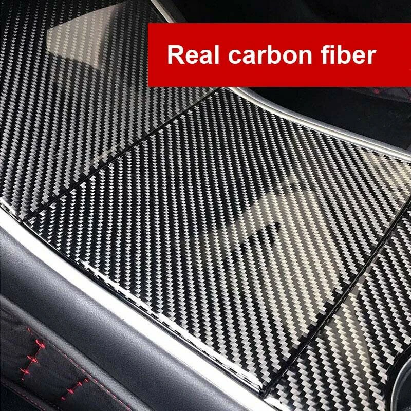 

4pcs ABS Plastic Carbon Fiber Black Car Inner Water Cup Holder Frame Cover Trim For Tesla Model 3 2018-2019