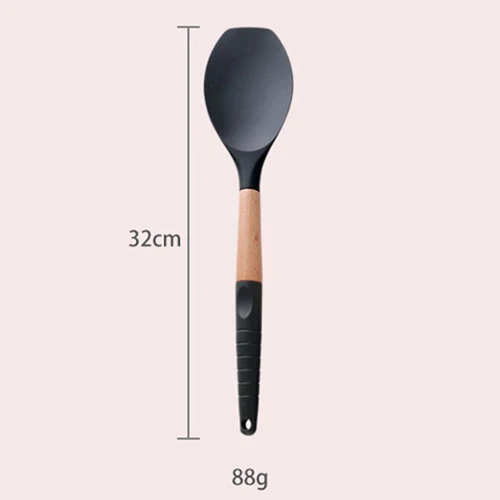 9 видов черная силиконовая деревянная лопатка термостойкая суповая ложка антипригарная специальная кухонная лопатка для кухонных инструментов распродажа 100gB - Цвет: Small Shovel